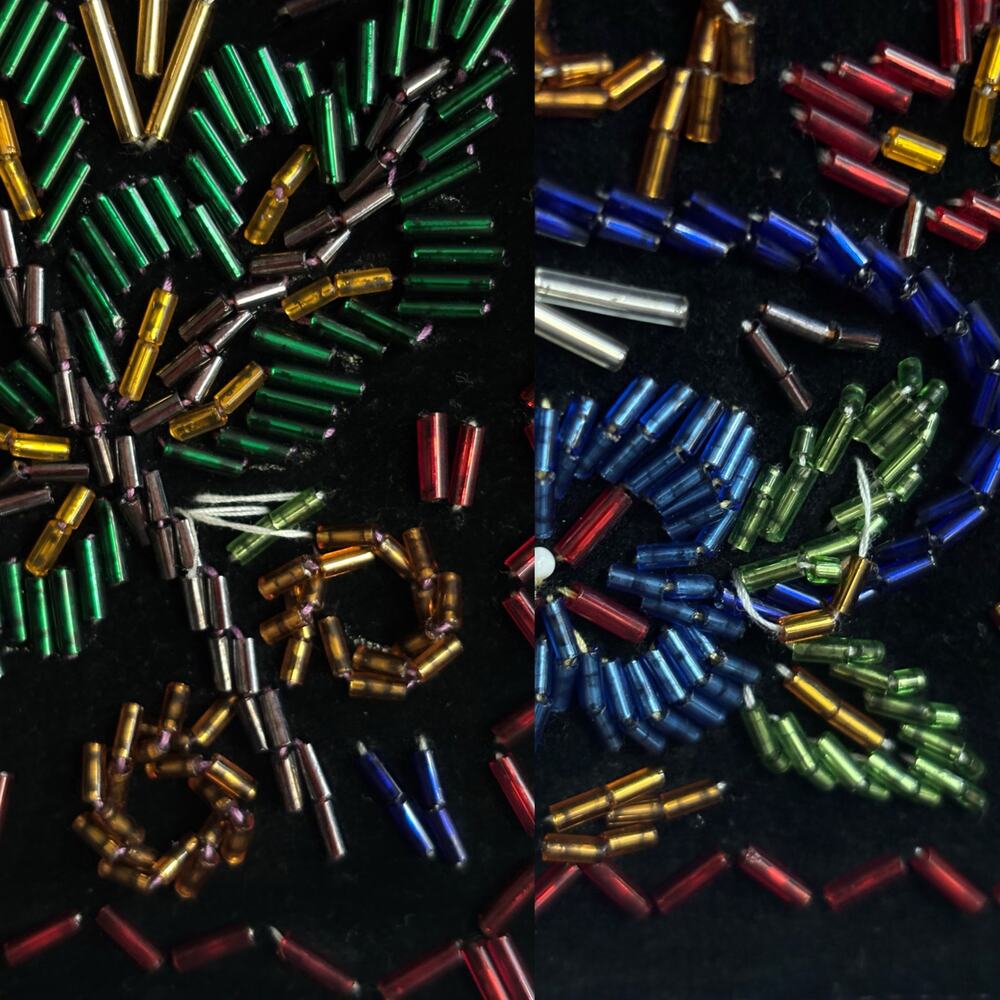 velvet vest glass bead embroidery colorful floral European folk Romanian style - Picture 8 of 10